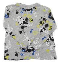 Šedé melírované triko s nápisy Primark