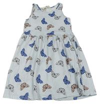 Světlemodro-bílé pruhované šaty s motýlky H&M