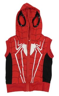 Červeno-černá propínací tepláková vesta s pavoukem a kapucí - Spider-man