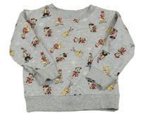 Šedá melírovaná mikina s Mickey a Minnie s kamarády a vánočním motivem zn. Disney