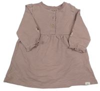 Kakaové melírované teplákové šaty s květy Topomini