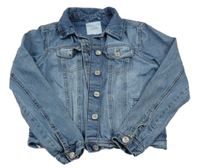 Modrá riflová crop bunda ošoupaného vzhledu a límečkem Next