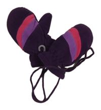 Nové - Purpurovo-fialovo-tmavorůžové fleecové palcové thermo rukavice se šňůrkou Topomini