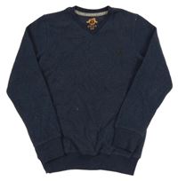 Tmavomodrá melírovaná žebrovaná mikina 