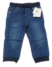 Nové - modré cuff teplákové rifle s úpletovým pasem Topomini