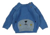 Modrý vzorovaný svetr s medvídkem Next