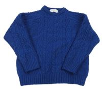 Safírový vzorovaný vlněný svetr H&M