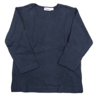 Tmavomodré žebrované vzorované triko Milon