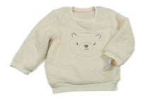 Nové - smetanová chlupatá mikina s medvídkem Nutmeg