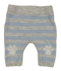 Šedo-modré pruhované melírované pletené tepláky s tlapkami St. Bernard