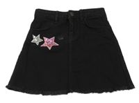Černá riflová sukně s hvězdičkami s flitry KOTON KIDS