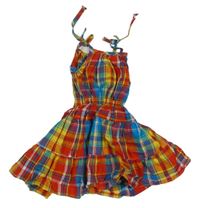 Kostkované plátěné letní šaty 