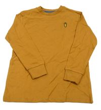 Medové melírované mikinotriko s nášivkou Next