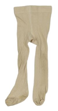 Smetanové žebrované vzorované punčocháče Next