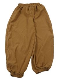 Hnědé cuff šusťákové kalhoty 