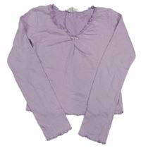 Levandulové mačkané crop triko s mašličkou H&M