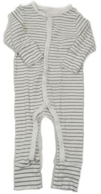 Bílo-khaki pruhovaný žebrovaný overal H&M