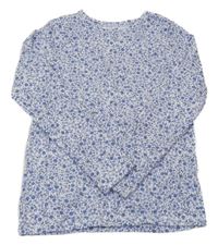 Bílo-modré kytičkované triko H&M