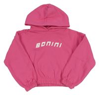 Tmavorůžová teplá crop mikina s logem a kapucí Bonini 