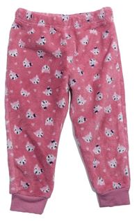 Růžové chlupaté domácí kalhoty s kočičkami  Orsolino 