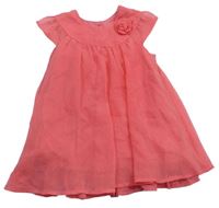 Růžové šifonové šaty s kytičkou C&A
