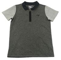 Tmavošedo-šedé melírované polo tričko Matalan