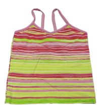 Růžovo-limetkový pruhovaný crop top C&A