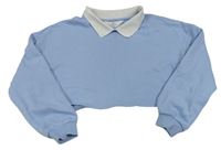 Světlemodrá crop mikina s límečkem H&M