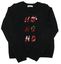 Černý svetr s nápisem z překlápěcích flitrů H&M