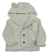 Smetanová prošívaná zateplená propínací mikina s Púem a kapucí Primark