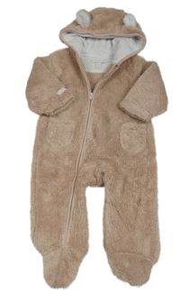 Pudrová chlupatá kombinéza s kapucí s oušky The Little White Company