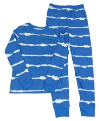 Modro-bílé batikované pyžamo Dunnes