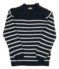 Tmavomodro-bílý pruhovaný svetr