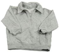 Šedá melírovaná polo mikina s výšivkou Tu