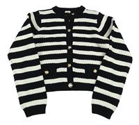 Černo-bílý pruhovaný propínací crop svetr F&F