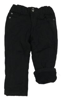 Černé plátěné podšité kalhoty Vertbaudet