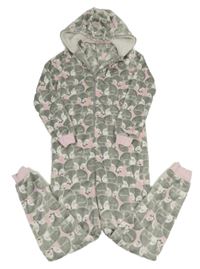 Šedá chlupatá kombinéza s liškami a kapucí Matalan