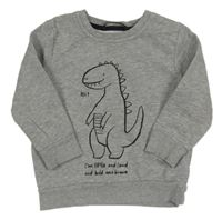 Šedá melírovaná mikina s dinosaurem George