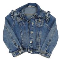 Modrá riflová crop bunda s volánky V by Very