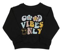 Černá mikina s nápisem a smajlíkem