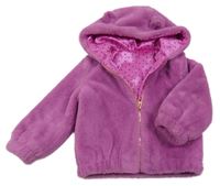 Fuchsiová kožešinová zateplená bunda s kapucí Nutmeg