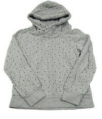 Šedá melírovaná puntíkatá mikina s hvězdami a kapucí Tom Tailor