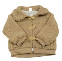 Hnědá huňatá podšitá propínací mikina Shein