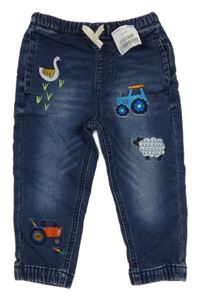 Nové - Tmavomodré teplákové cuff rifle s traktory a zvířaty Next