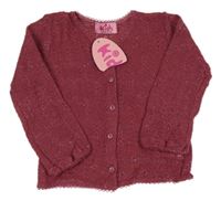 Nové - Vínový třpytivý propínací svetr