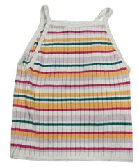 Barevný pruhovaný žebrovaný pletený crop top H&M