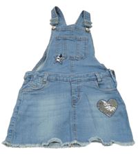 Modré riflové laclové šaty se srdcem a hvězdou z překlápěcích flitrů Sfera