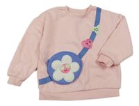 Růžová mikina s kabelkou s květinou Primark