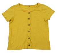 Hořčicové tričko s knoflíky