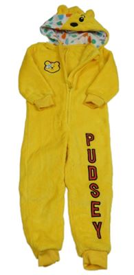Žlutá chlupatá kombinéza s Pudsey a kapucí George